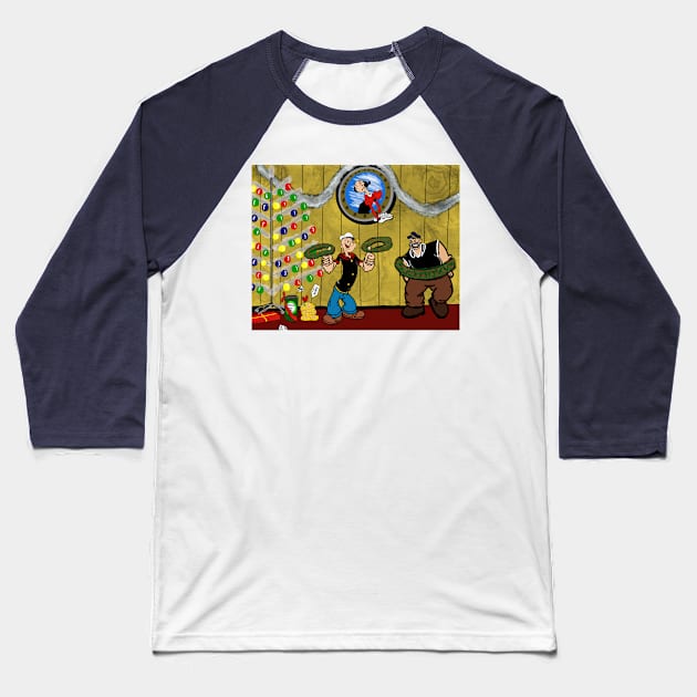 A Very Popeye Christmas Baseball T-Shirt by TL Bugg